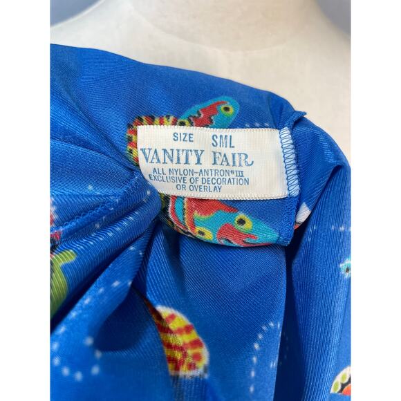 Vintage 1960s Vanity Fair Blue Butterfly Peignoir Set Hostess Set SM Psychedelic - Picture 9 of 13